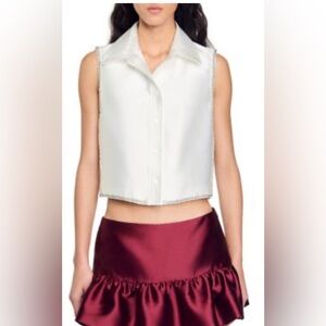 Sandro White Sleeveless Blouse
